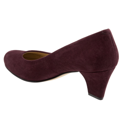Trotters Penelope T1355-631 Womens Burgundy Leather Slip On Pumps Heels Shoes
