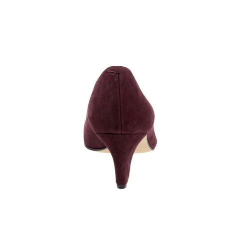 Trotters Penelope T1355-631 Womens Burgundy Leather Slip On Pumps Heels Shoes