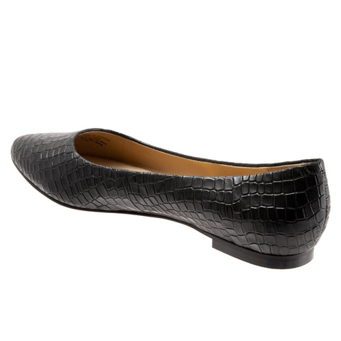 Trotters Estee T1556-011 Womens Black Extra Wide Leather Ballet Flats Shoes