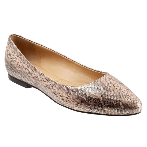 Trotters Estee T1556-232 Womens Brown Extra Wide Leather Ballet Flats Shoes