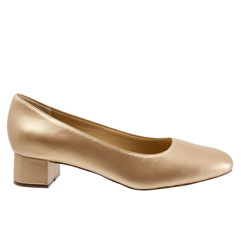 Trotters Lola T1561-712 Womens Gold Narrow Leather Pumps Heels Shoes