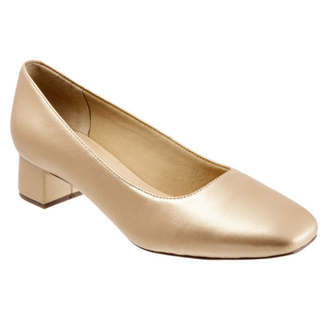 Trotters Lola T1561-712 Womens Gold Narrow Leather Pumps Heels Shoes