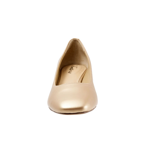 Trotters Lola T1561-712 Womens Gold Narrow Leather Pumps Heels Shoes