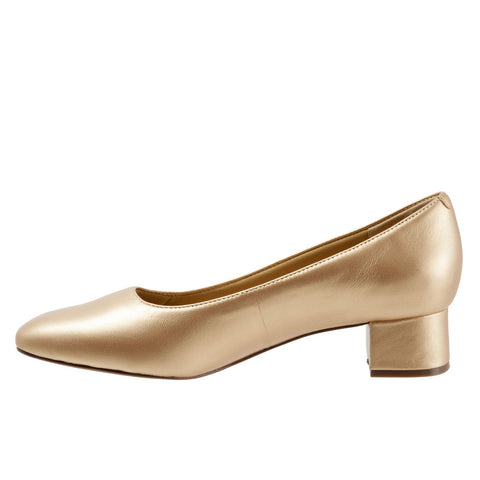 Trotters Lola T1561-712 Womens Gold Narrow Leather Pumps Heels Shoes