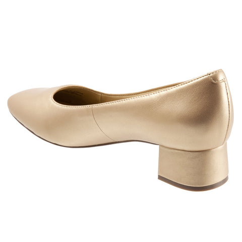 Trotters Lola T1561-712 Womens Gold Narrow Leather Pumps Heels Shoes