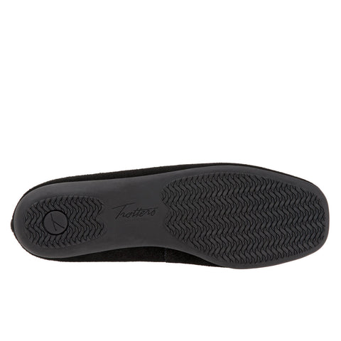 Trotters Sante T1571-003 Womens Black Wide Leather Slip On Ballet Flats Shoes