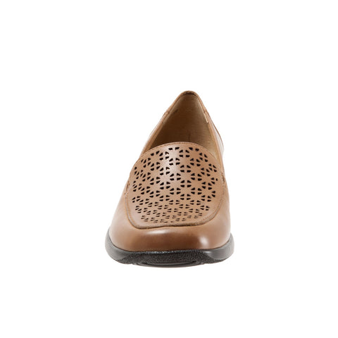 Trotters Jenn Laser T1613-220 Womens Brown Leather Loafer Flats Shoes