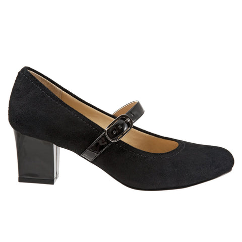 Trotters Candice T1650-006 Womens Black Leather Hook & Loop Pumps Heels Shoes