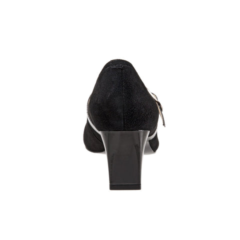 Trotters Candice T1650-006 Womens Black Leather Hook & Loop Pumps Heels Shoes