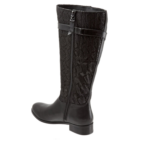 Trotters Lyra T1658-009 Womens Black Narrow Leather Zipper Knee High Boots