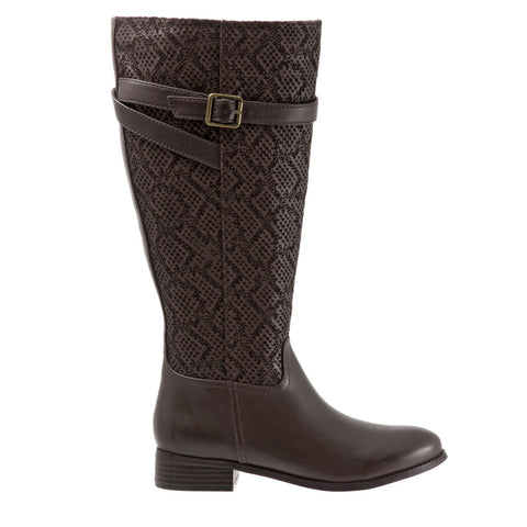 Trotters Lyra T1658-273 Womens Brown Leather Zipper Knee High Boots