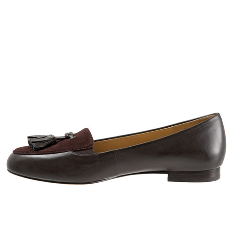 Trotters Caroline T1666-217 Womens Brown Narrow Leather Loafer Flats Shoes