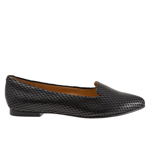 Trotters Harlowe T1707-013 Womens Black Leather Slip On Loafer Flats Shoes