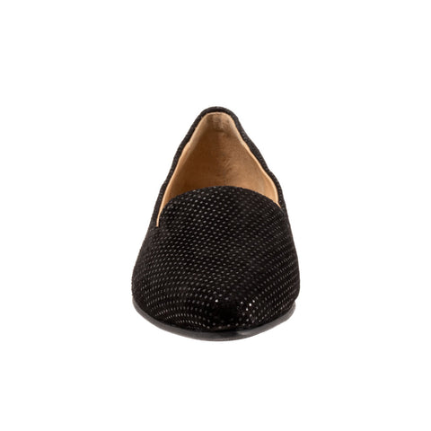 Trotters Harlowe T1707-053 Womens Black Narrow Suede Ballet Flats Shoes