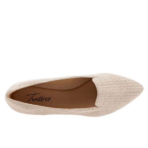 Trotters Harlowe T1707-134 Womens Beige Leather Slip On Loafer Flats Shoes