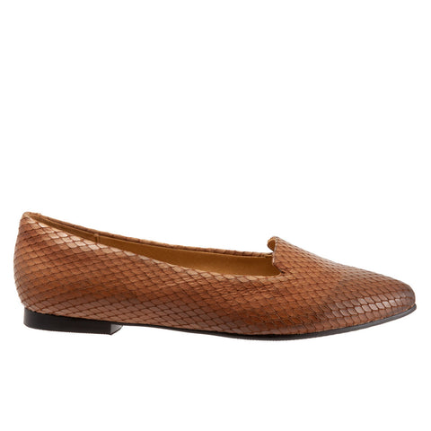 Trotters Harlowe T1707-294 Womens Brown Leather Slip On Loafer Flats Shoes