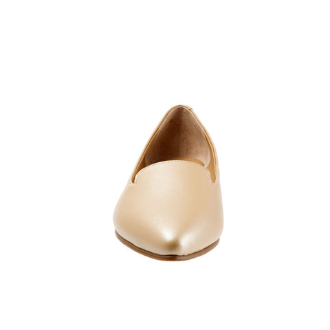 Trotters Harlowe T1707-712 Womens Gold Wide Leather Loafer Flats Shoes