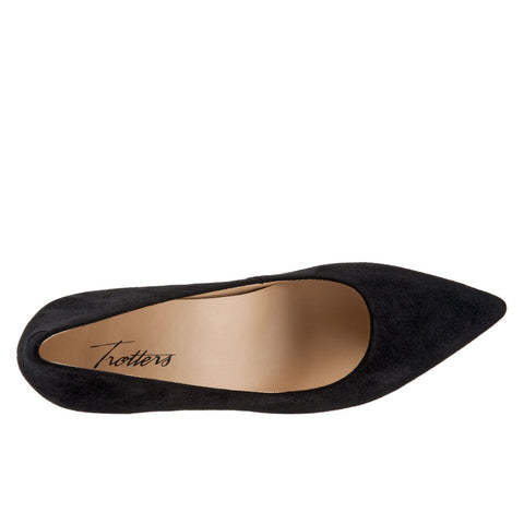 Trotters Noelle T1714-003 Womens Black Leather Slip On Pumps Heels Shoes