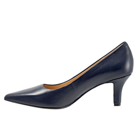 Trotters Noelle T1714-400 Womens Blue Leather Slip On Pumps Heels Shoes