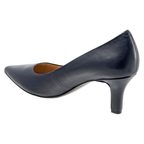 Trotters Noelle T1714-400 Womens Blue Leather Slip On Pumps Heels Shoes