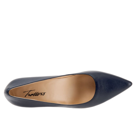Trotters Noelle T1714-400 Womens Blue Leather Slip On Pumps Heels Shoes