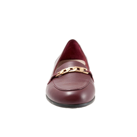 Trotters Anastasia T1750-627 Womens Burgundy Leather Loafer Flats Shoes