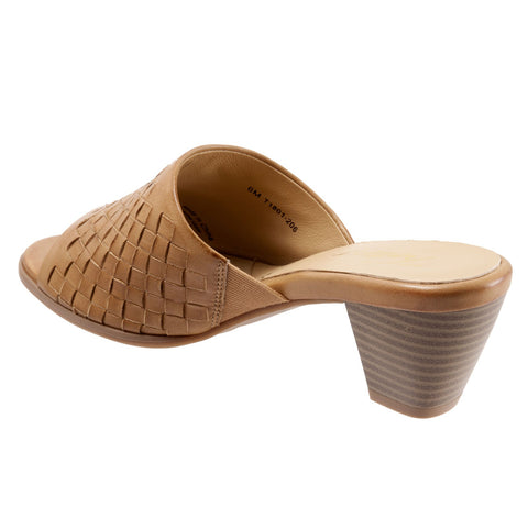 Trotters Corsa T1801-206 Womens Brown Leather Slip On Heeled Sandals Shoes