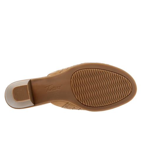 Trotters Corsa T1801-206 Womens Brown Leather Slip On Heeled Sandals Shoes
