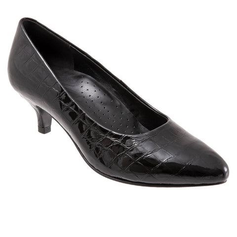 Trotters Kiera T1805-045 Womens Black Leather Slip On Pumps Heels Shoes