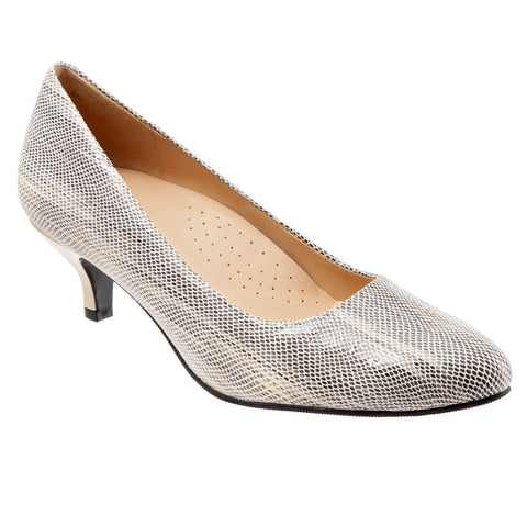 Trotters Kiera T1805-065 Womens Beige Extra Wide Leather Pumps Heels Shoes