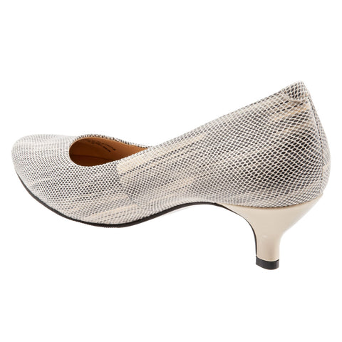 Trotters Kiera T1805-065 Womens Beige Extra Wide Leather Pumps Heels Shoes