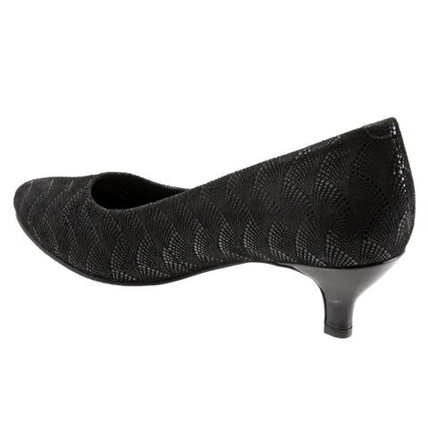 Trotters Kiera T1805-071 Womens Black Leather Slip On Pumps Heels Shoes