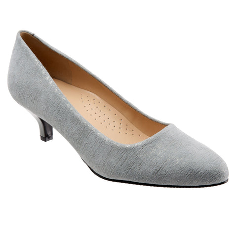 Trotters Kiera T1805-098 Womens Gray Leather Slip On Pumps Heels Shoes