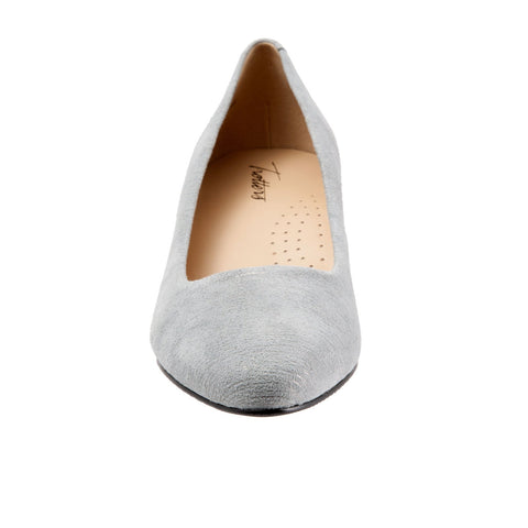 Trotters Kiera T1805-098 Womens Gray Leather Slip On Pumps Heels Shoes