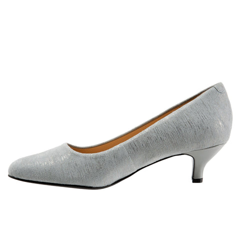 Trotters Kiera T1805-098 Womens Gray Leather Slip On Pumps Heels Shoes
