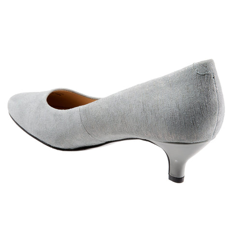 Trotters Kiera T1805-098 Womens Gray Leather Slip On Pumps Heels Shoes