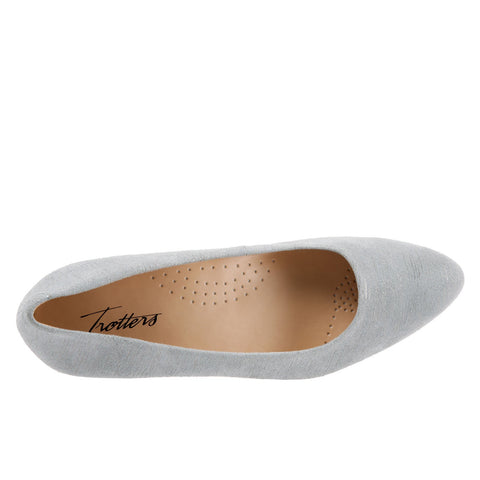 Trotters Kiera T1805-098 Womens Gray Leather Slip On Pumps Heels Shoes