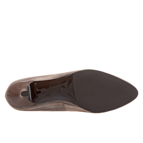Trotters Kiera T1805-117 Womens Brown Wide Leather Slip On Pumps Heels Shoes