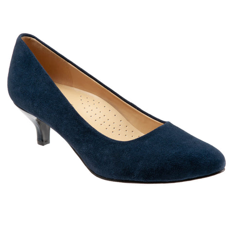Trotters Kiera T1805-405 Womens Blue Leather Slip On Pumps Heels Shoes