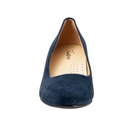 Trotters Kiera T1805-405 Womens Blue Leather Slip On Pumps Heels Shoes