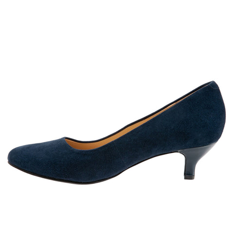 Trotters Kiera T1805-405 Womens Blue Leather Slip On Pumps Heels Shoes