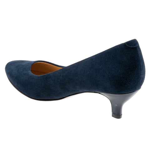 Trotters Kiera T1805-405 Womens Blue Leather Slip On Pumps Heels Shoes
