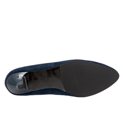 Trotters Kiera T1805-405 Womens Blue Leather Slip On Pumps Heels Shoes