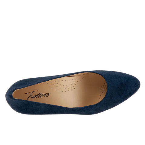 Trotters Kiera T1805-405 Womens Blue Leather Slip On Pumps Heels Shoes