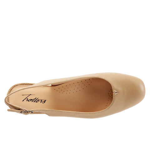 Trotters Lenora T1806-185 Womens Brown Leather Slingback Flats Shoes