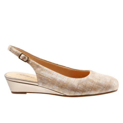 Trotters Lenora T1806-292 Womens Beige Leather Slingback Flats Shoes