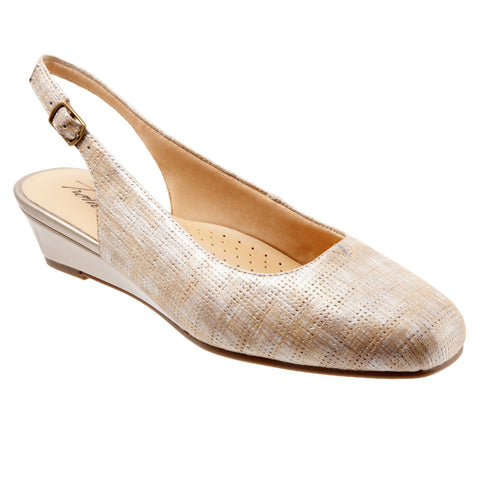 Trotters Lenora T1806-292 Womens Beige Leather Slingback Flats Shoes