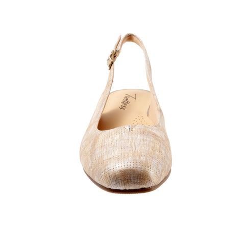 Trotters Lenora T1806-292 Womens Beige Leather Slingback Flats Shoes