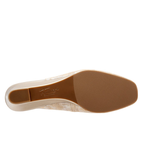 Trotters Lenora T1806-292 Womens Beige Leather Slingback Flats Shoes