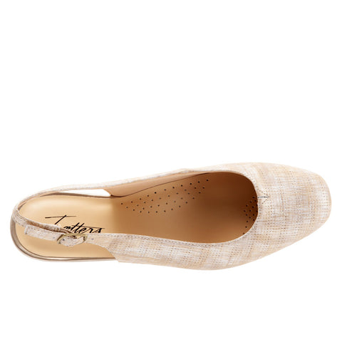 Trotters Lenora T1806-292 Womens Beige Leather Slingback Flats Shoes